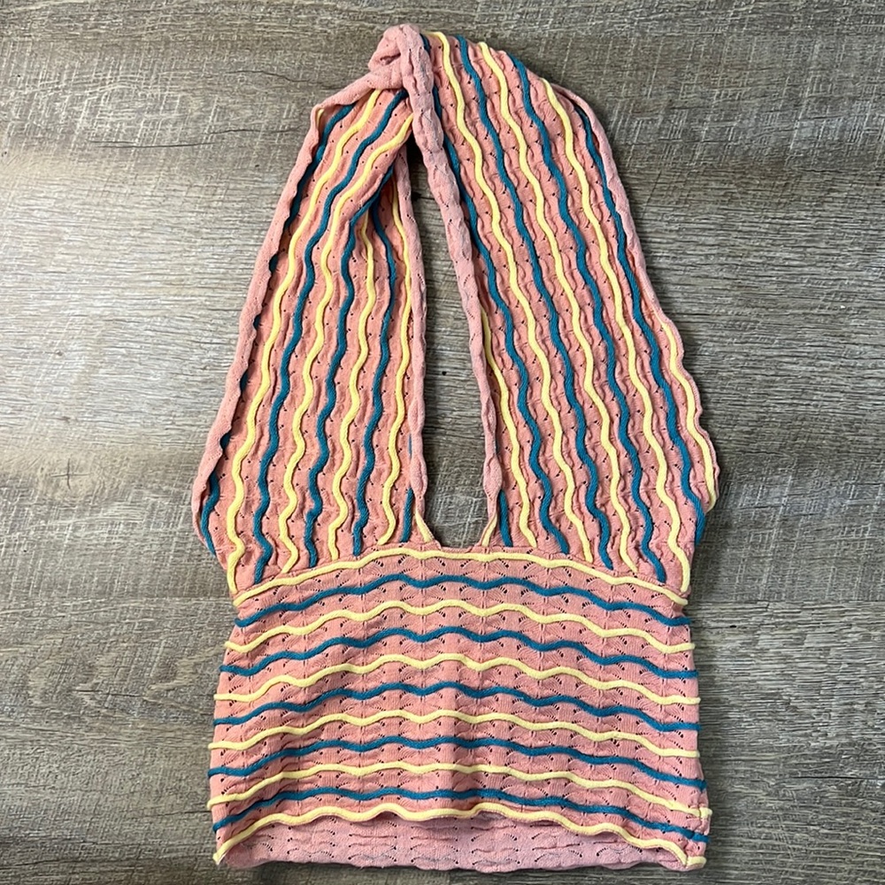 NWT Bardot Pink Striped Halter Top Size XS